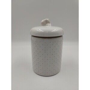 Better Homes & Gardens Earthenware Embossed Swiss Dot Cookie Jar Canister 7"